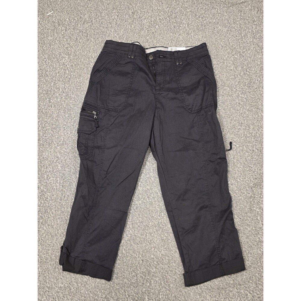 Natural Issues Black Cargo Pants Flat Front Zip Button Comfort Waist Pockets Wo… - Picture 4 of 12
